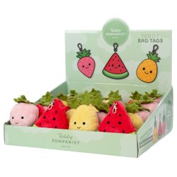 Teddy Bag Tags, Frugt - Displaybox 30 stk