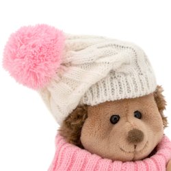 Fluffy the Hedgehog - White/Pink Hat, 15 cm