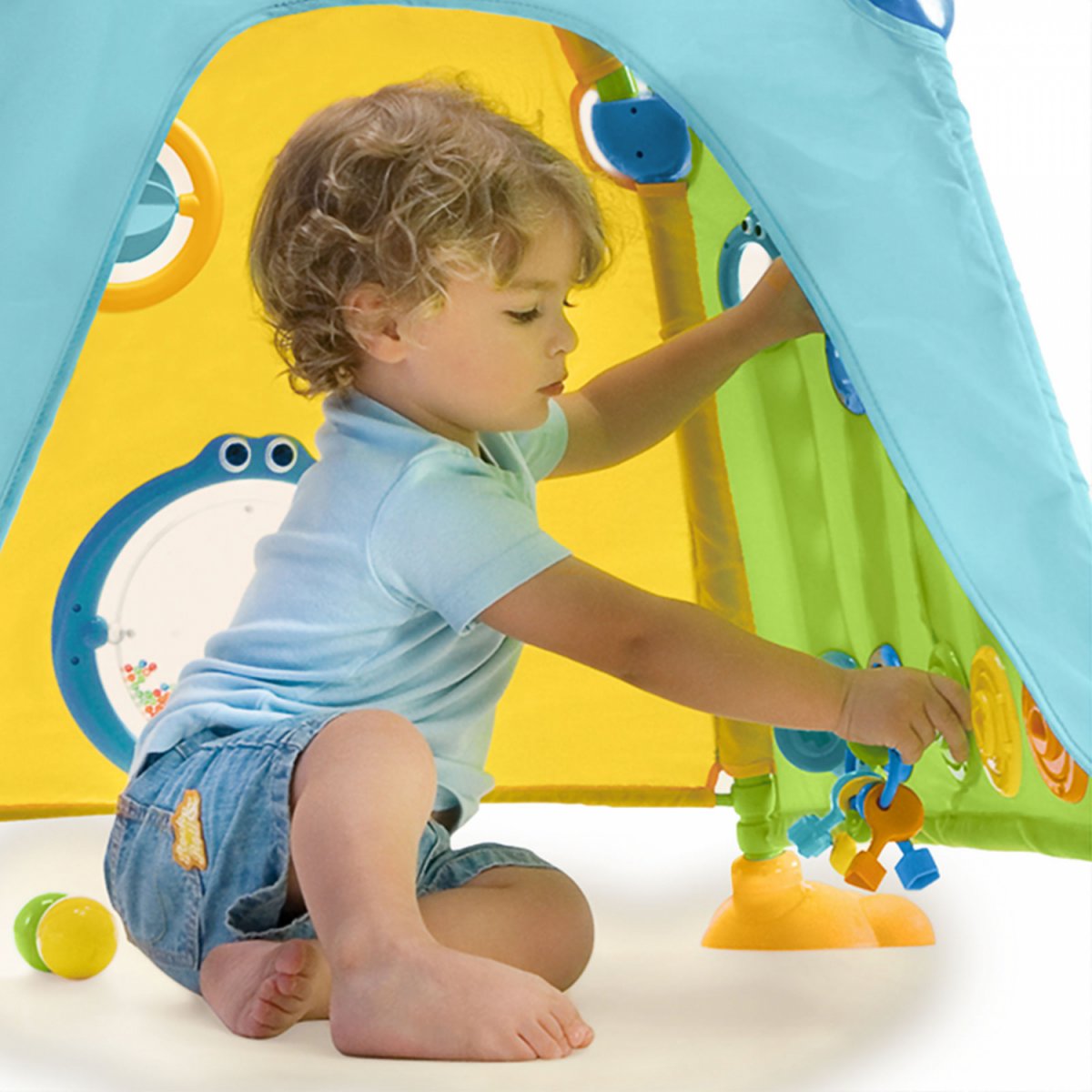 YOOKIDOO Fiesta Playmat To Bag – Tappetone Da Gioco 145x100 Cm Lavabile, Con Sonagli E Specchio, Per Neonati